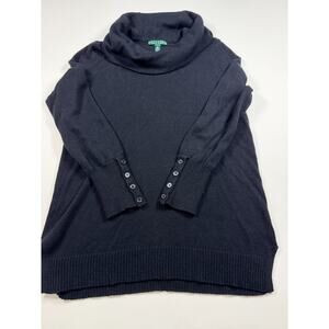 Lauren Ralph Lauren Women’s Black Long Sleeve Sweater – Size L | Cowl Neck